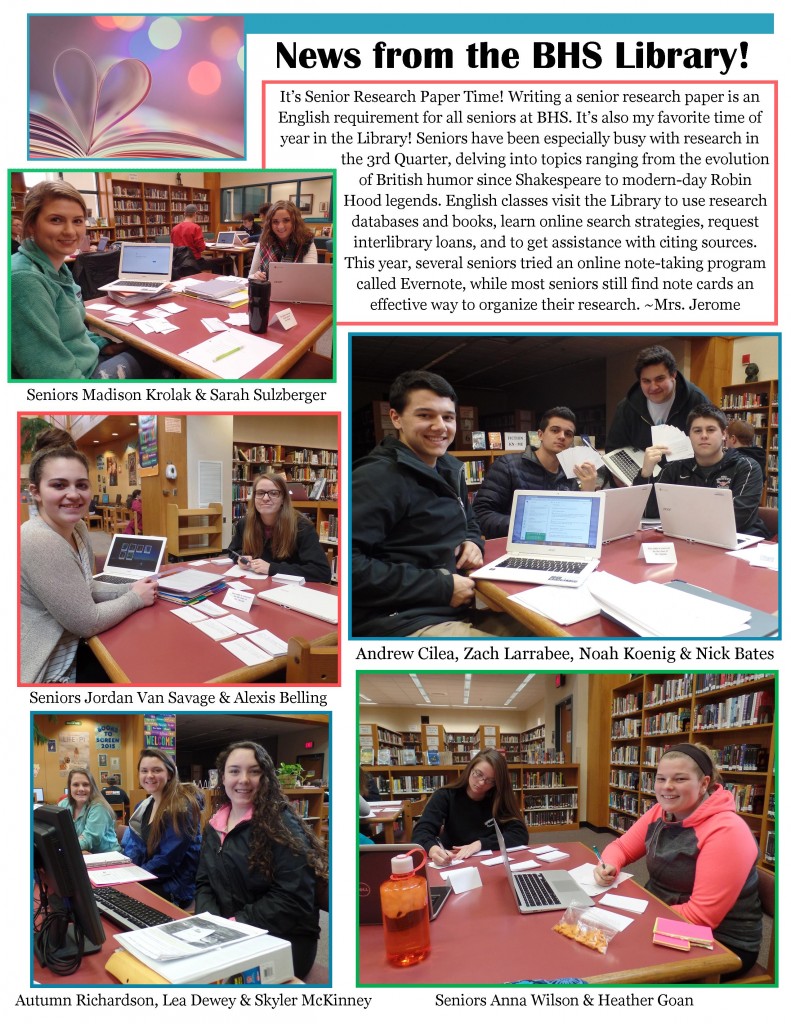 Newsletter Item April 2016 BHS Library