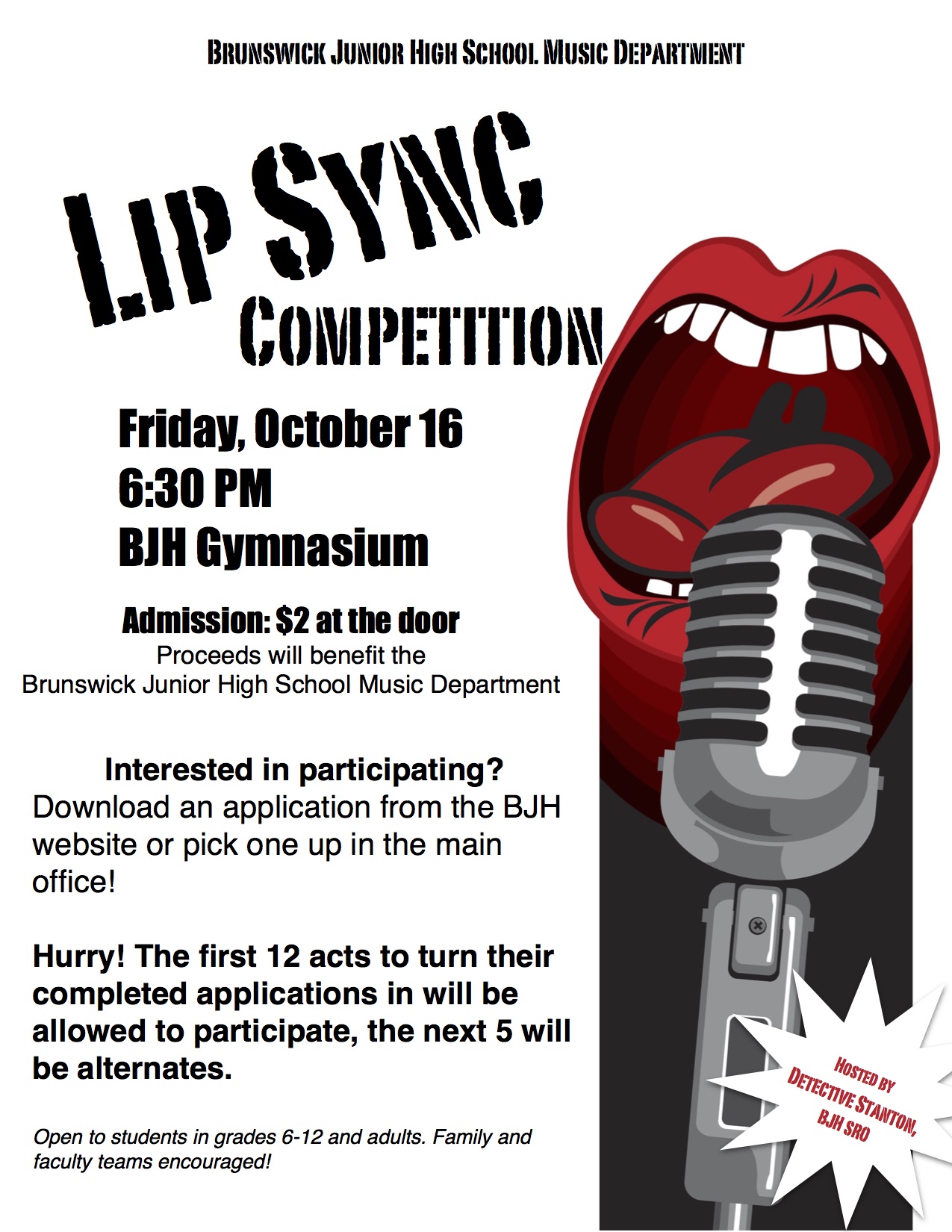 Lip Sync Poster Brunswick Junior High School Music Lip Sync Poster Brunswick Junior High School Music