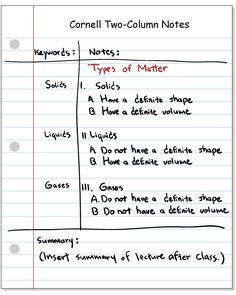 Cornell Notes Two COlumn