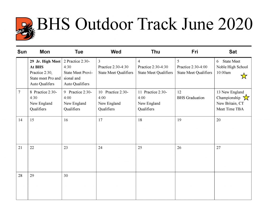 BHS Meet & Practice Schedule BHS Outdoor Track